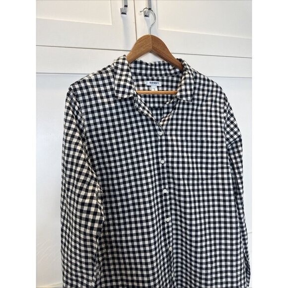 Old Navy Women’s Gingham Plaid Button Down Shirt XL Black White - Picture 3 of 16